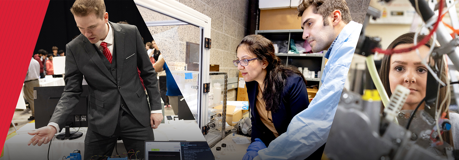 Three different students working on engineering projects